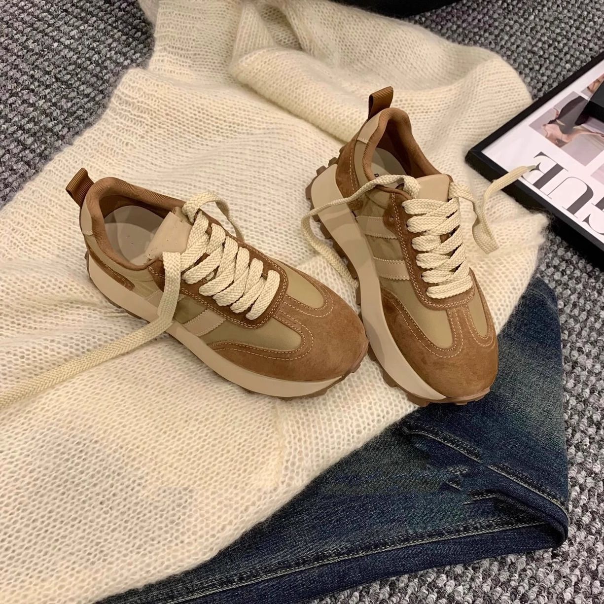 Women Thick Bottom Color Matching All-matching Casual Sports Dad Shoes