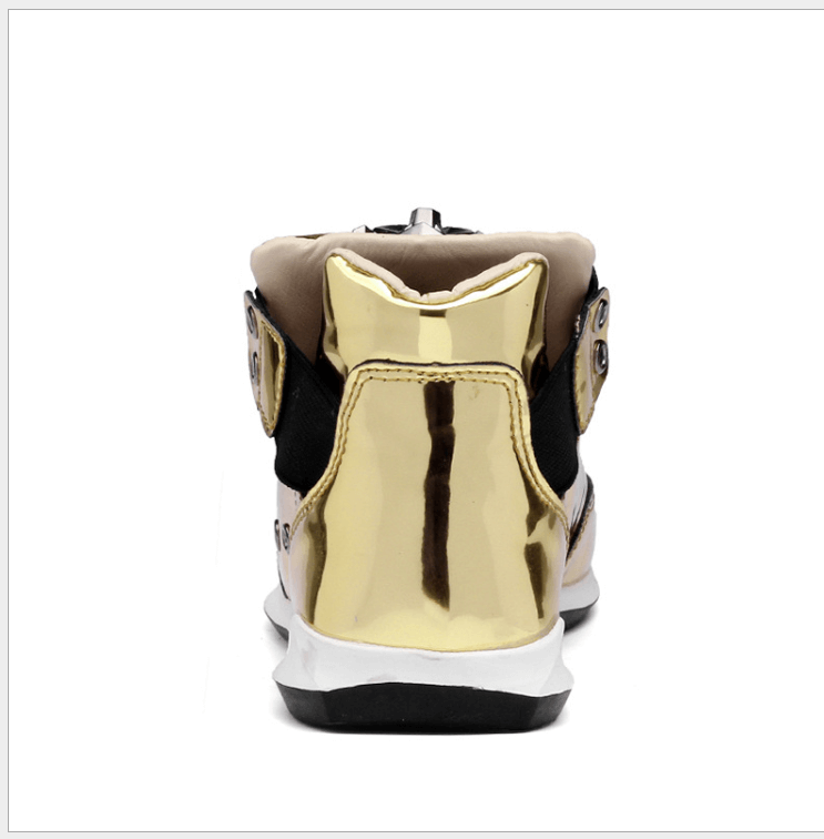 Street trendy men's Mid Top glossy shiny shoes