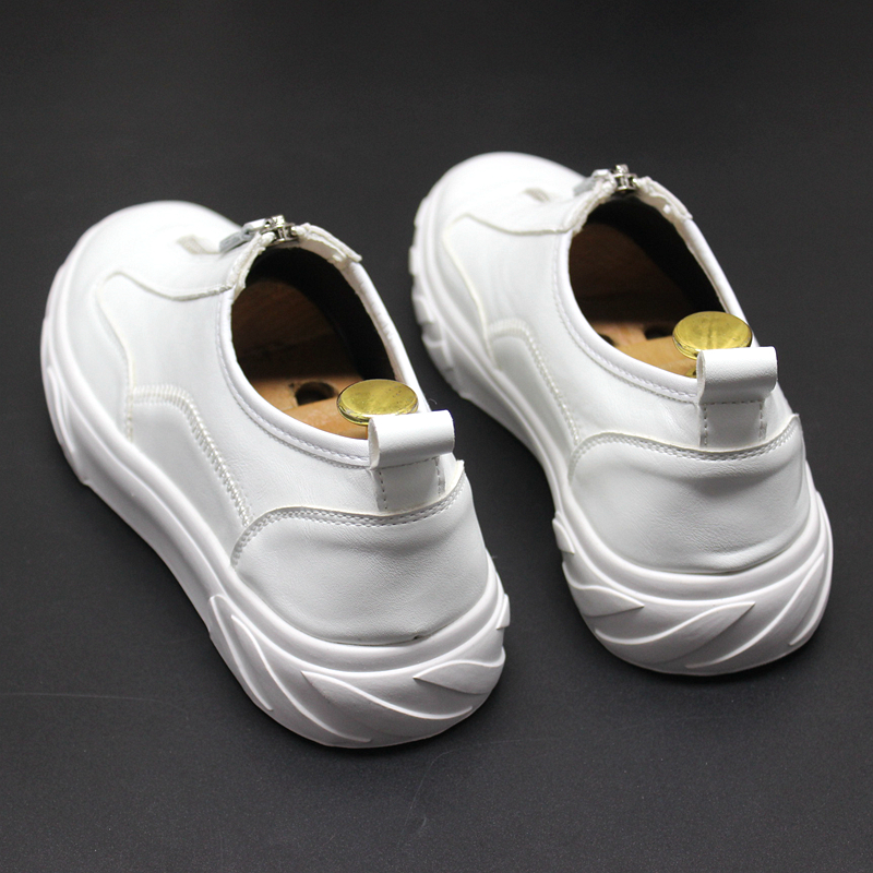 Bright leather paint low-top shoes