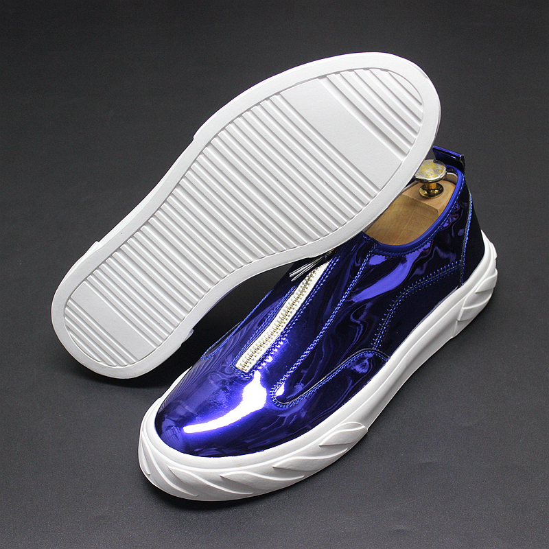 Bright leather paint low-top shoes