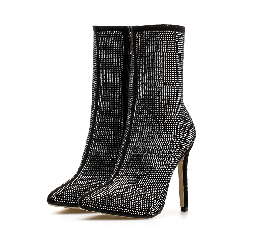 Sparkle Pointed High Heel Boots