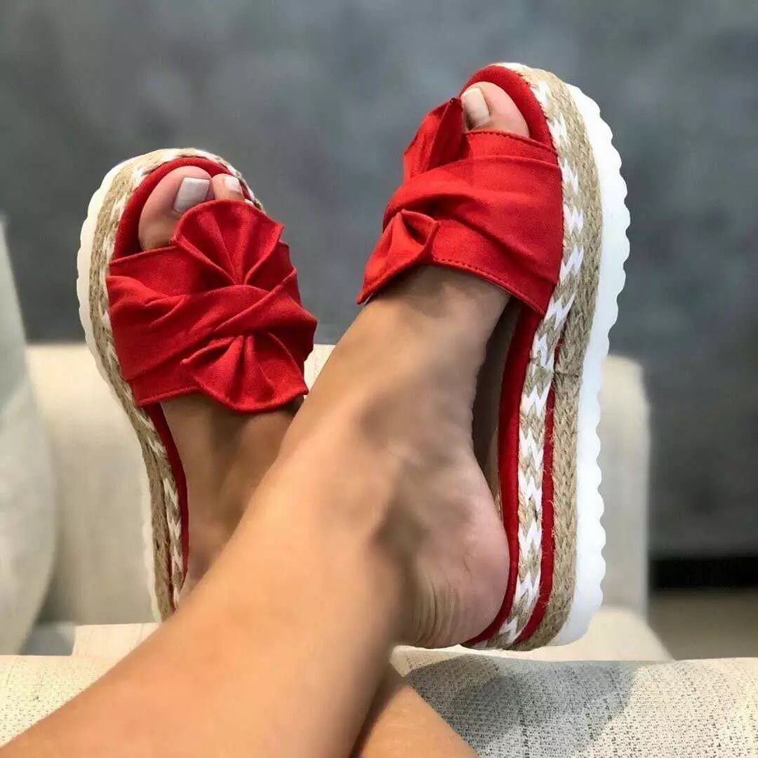 Women’s Bow Slippers Platform Sandals Shoes Summer