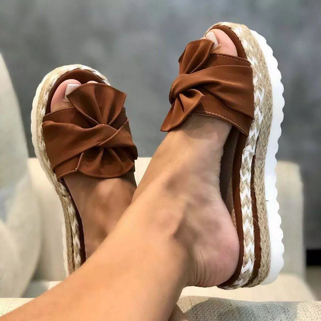 Women’s Bow Slippers Platform Sandals Shoes Summer