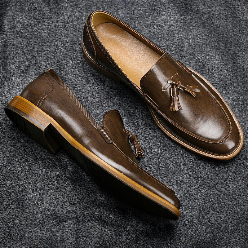 Men slip on Shoes Leather Loafers Business Formal Shoes