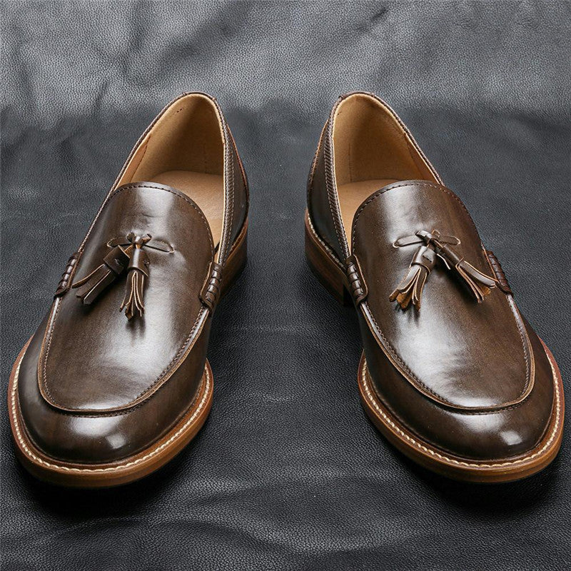 Men slip on Shoes Leather Loafers Business Formal Shoes