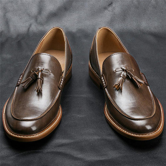 Men slip on Shoes Leather Loafers Business Formal Shoes