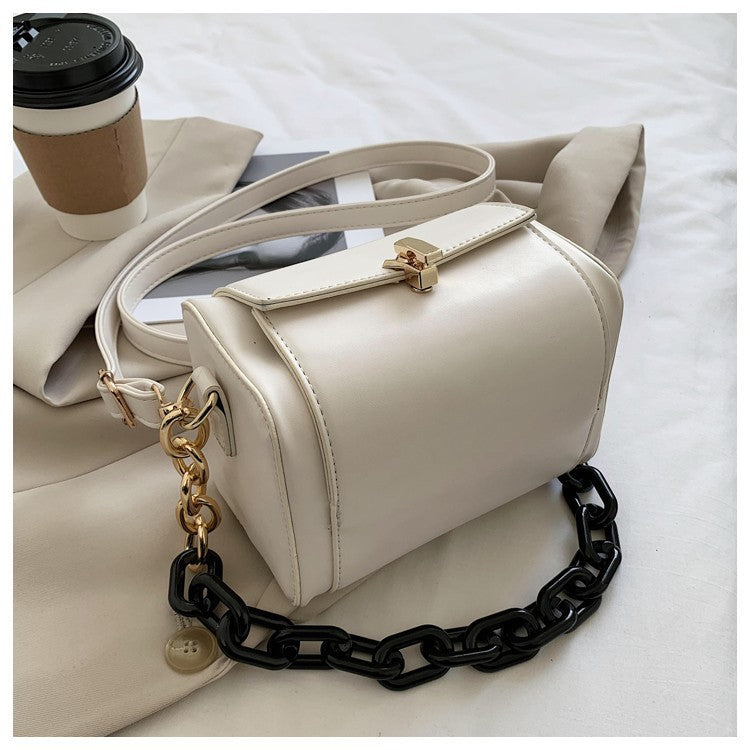 Luxury Chain Handbag Solid color Square Tote bag High quality PU Leather Designer Vintage Shoulder Bag