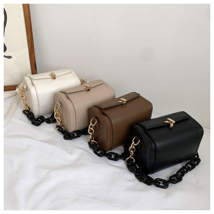 Luxury Chain Handbag Solid color Square Tote bag High quality PU Leather Designer Vintage Shoulder Bag