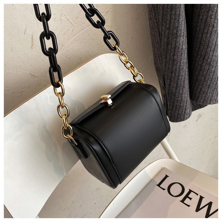 Luxury Chain Handbag Solid color Square Tote bag High quality PU Leather Designer Vintage Shoulder Bag