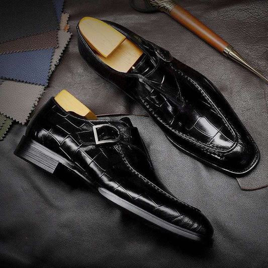 Patterned Leather Business Men Shoes