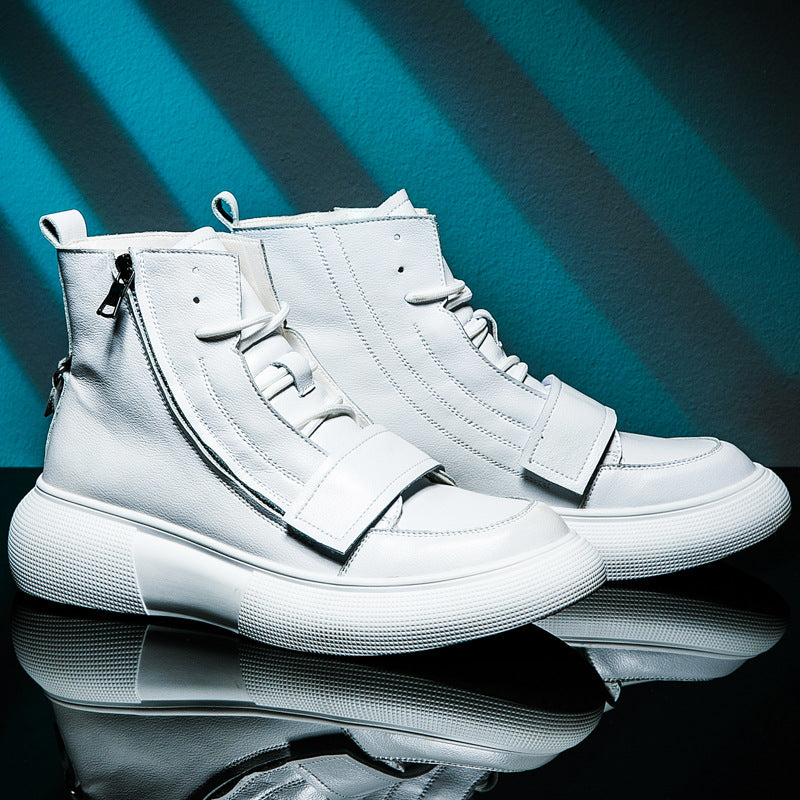 Side zipper personalized men's shoes