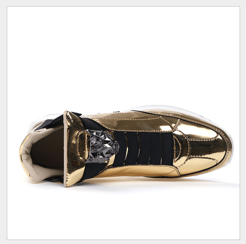 Street trendy men's Mid Top glossy shiny shoes