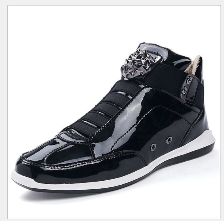 Street trendy men's Mid Top glossy shiny shoes
