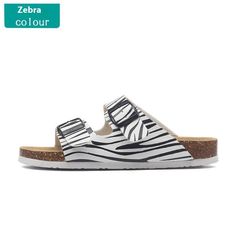 Buckle Flat Cork Slippers Summer Beach Buckle Sandals