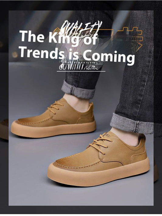 Casual Shoes Lace-up Lightweight Sole Leather Breathable Leather Shoes For Men