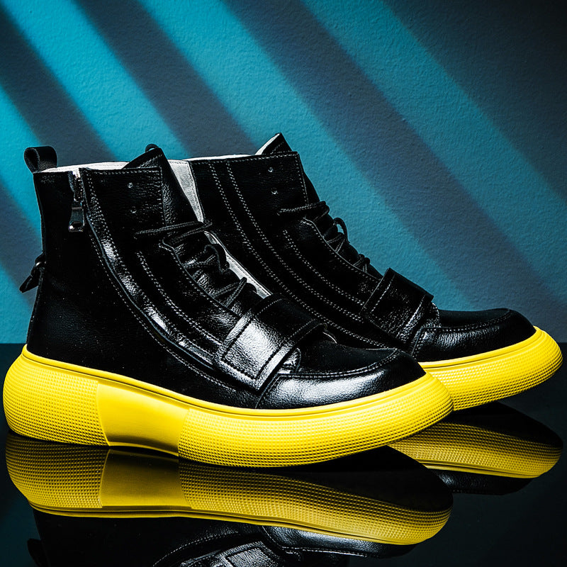 Side zipper personalized men's shoes