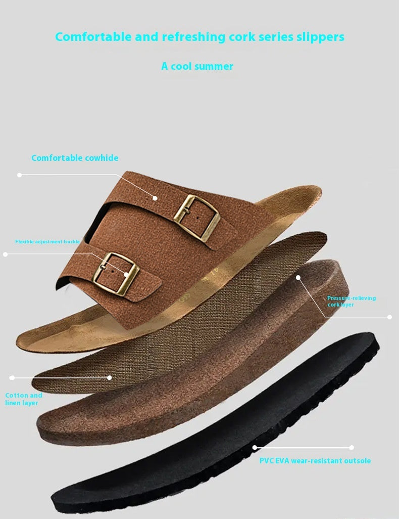 شبشب من الفلين والشمواه بحزام مزدوج