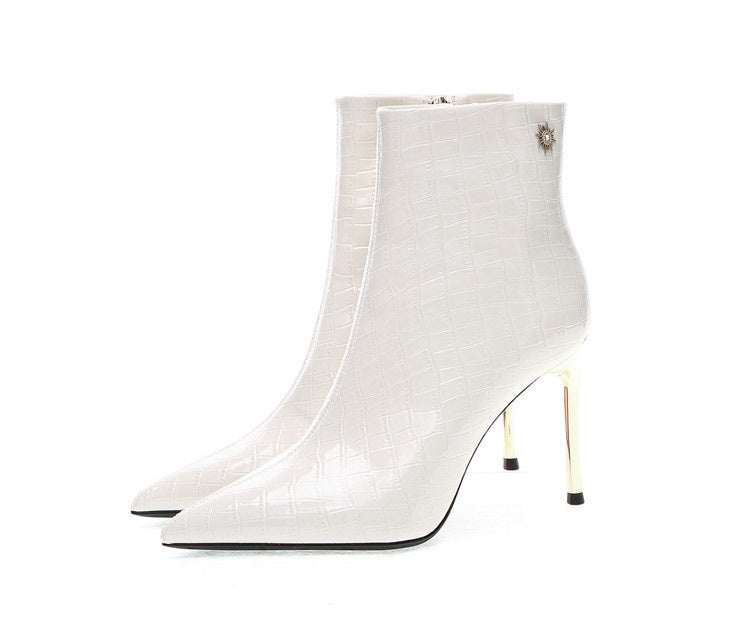 Pointed High Heels Patent Leather Stilettos Elegant High-Top Women’s Shoes