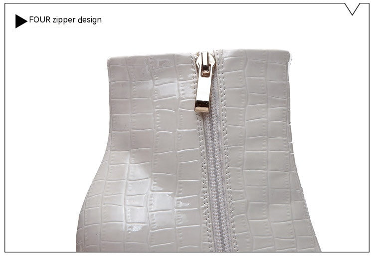 Pointed High Heels Patent Leather Stilettos Elegant High-Top Women’s Shoes