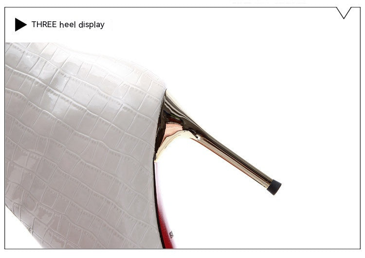 Pointed High Heels Patent Leather Stilettos Elegant High-Top Women’s Shoes