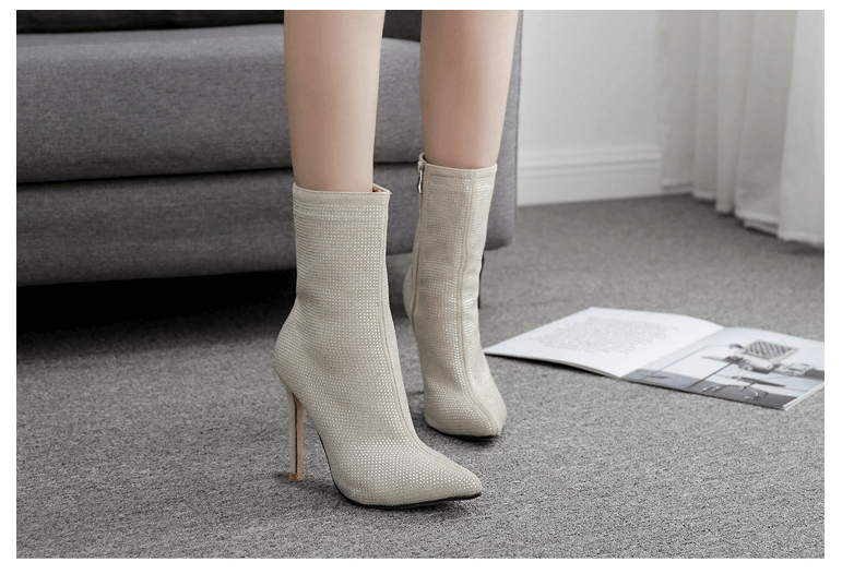 Sparkle Pointed High Heel Boots