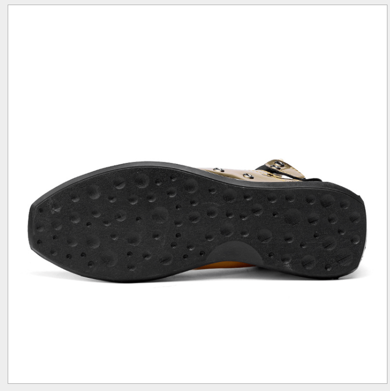 Street trendy men's Mid Top glossy shiny shoes