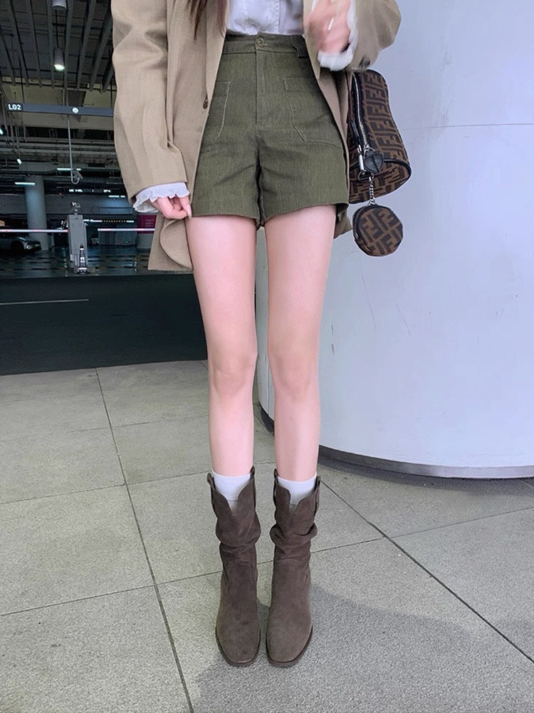 Leather Small Hight Increasing Boots for Women