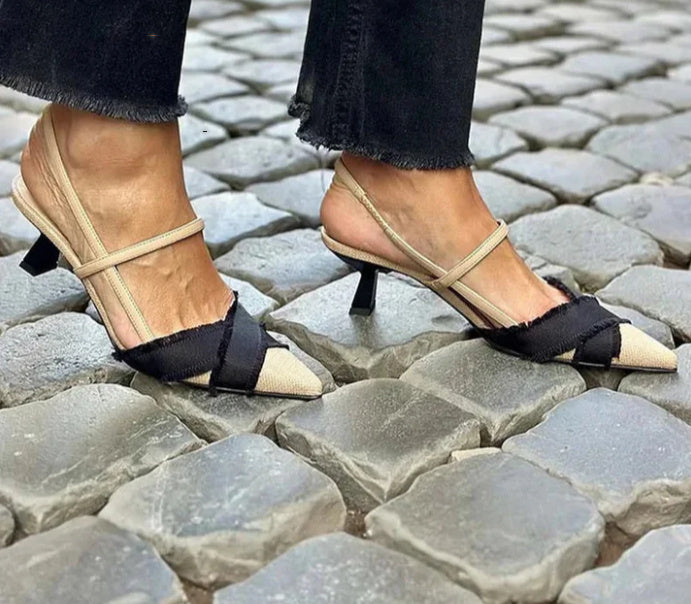 Roberto Festa Women's Stiletto Heel Color Block Pointed Sandals