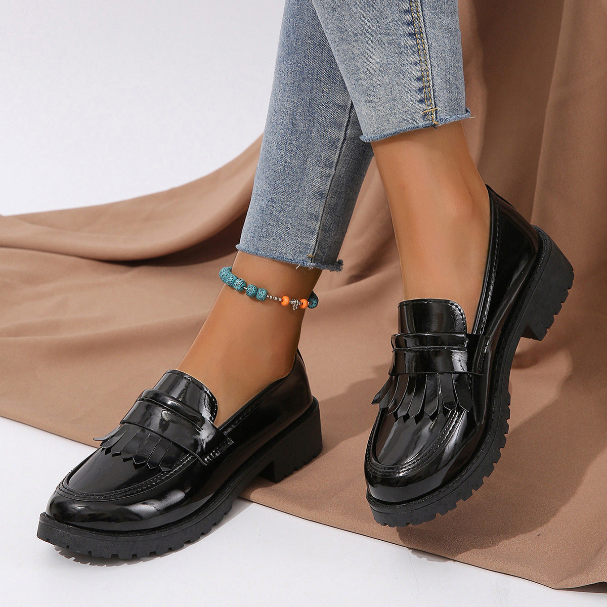 Women’s Fashion Vintage Patent Leather Shiny Shoes