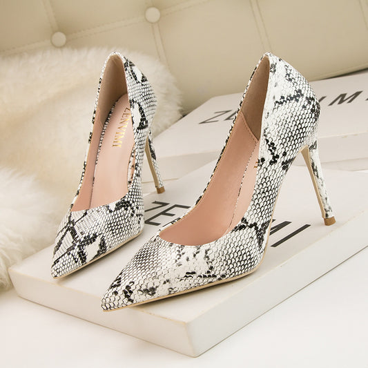 Snake Pattern High Heels