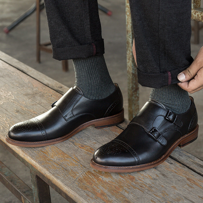 Casual Buckle Leather Shoes