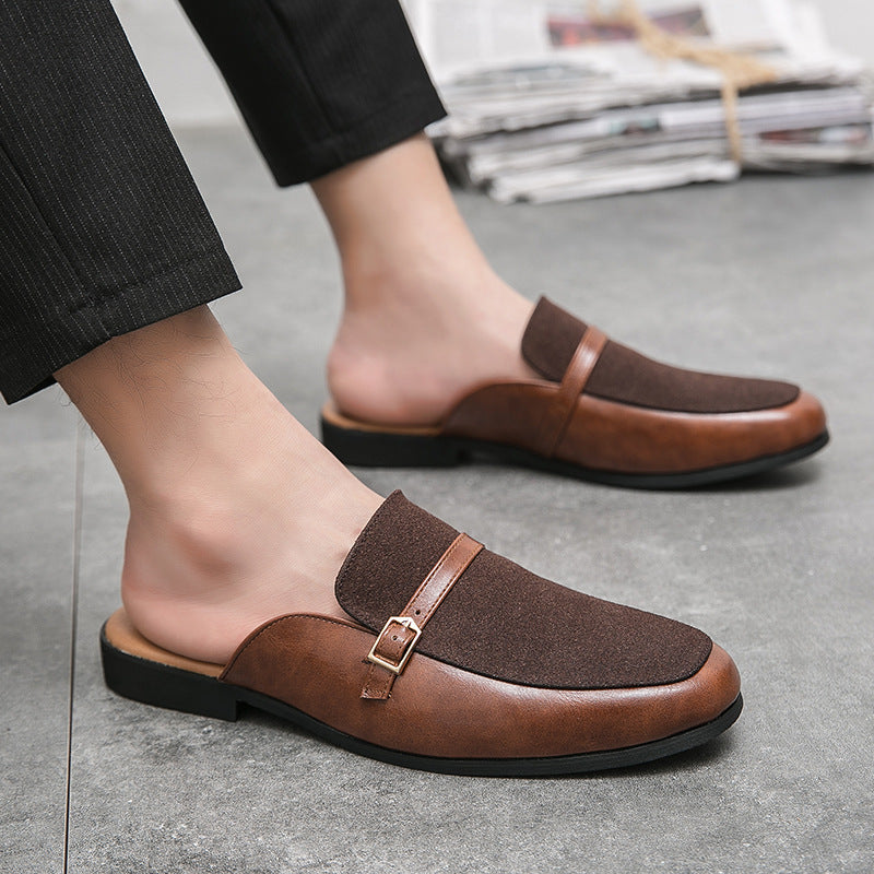 Men's British Half Leather Slippers