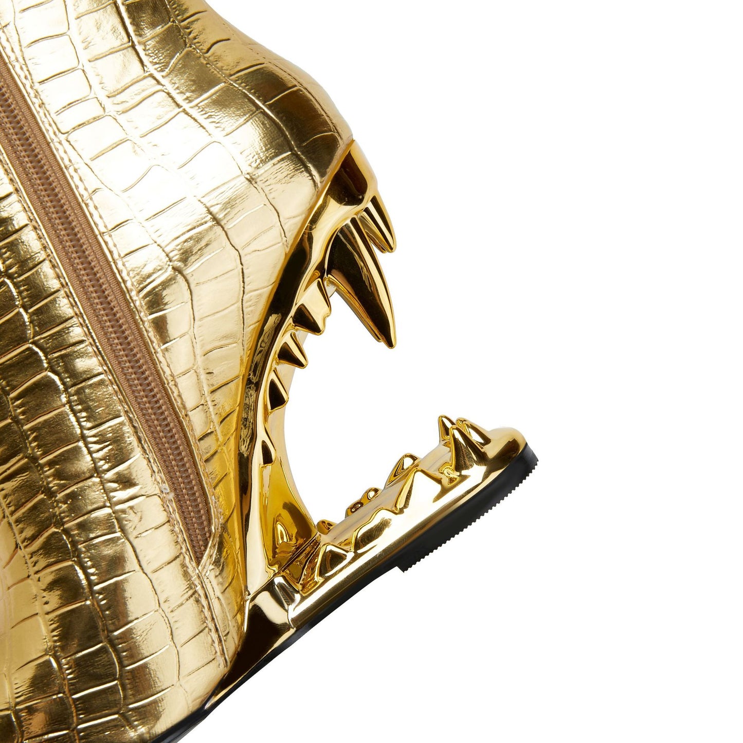 Women Pointed Tiger Tooth Heel Stone Pattern Shaped Wedge Heels