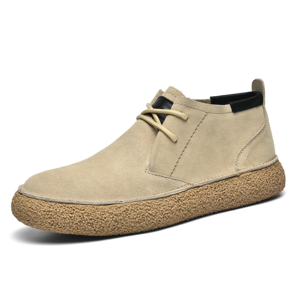 Matte Leather Mercerized Suede Leather Mid-top Board Men’s Shoes