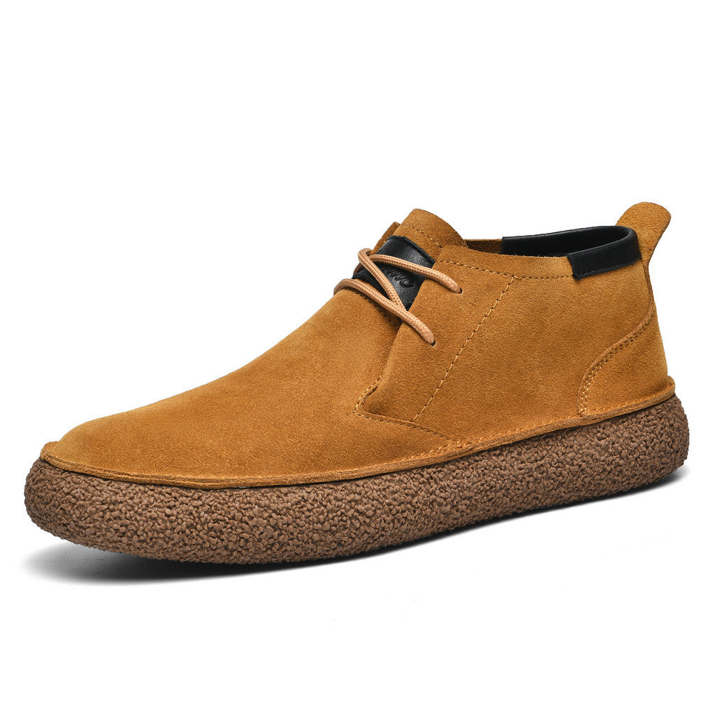 Matte Leather Mercerized Suede Leather Mid-top Board Men’s Shoes