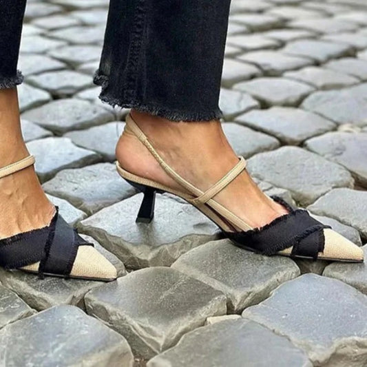 Roberto Festa Women's Stiletto Heel Color Block Pointed Sandals