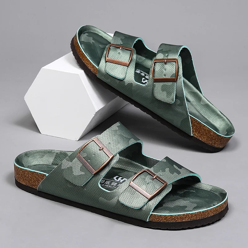 جديد فاخر جلد النساء الصنادل عالية الجودة البغال قباقيب النعال الكلاسيكية مشبك الفلين الشرائح