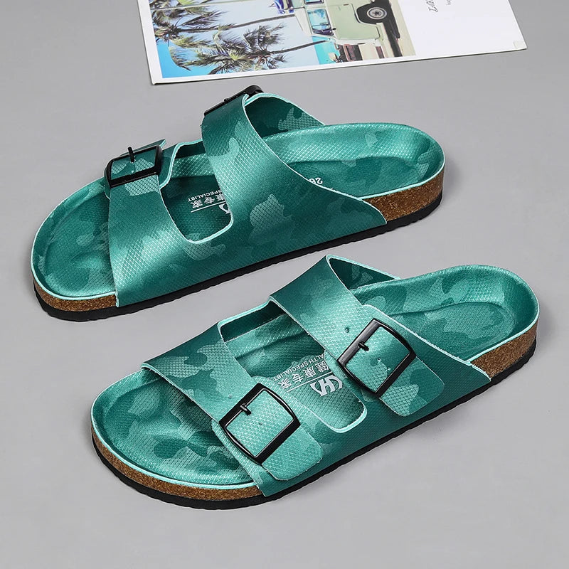 جديد فاخر جلد النساء الصنادل عالية الجودة البغال قباقيب النعال الكلاسيكية مشبك الفلين الشرائح