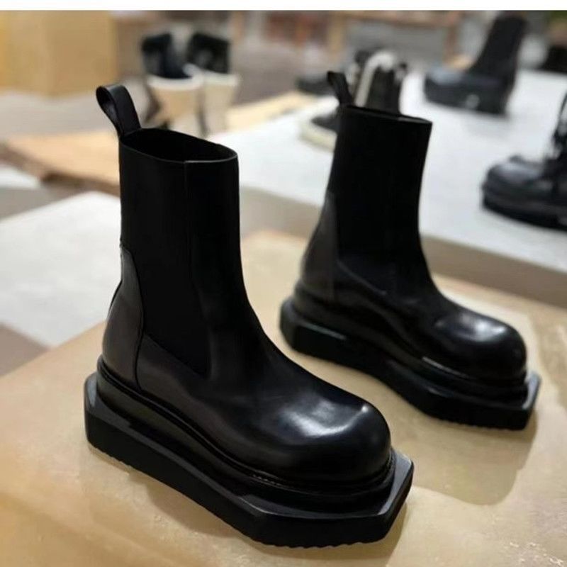 Thick Bottomed Round Head Mid-Top Barrel Handsome Women’s Boots