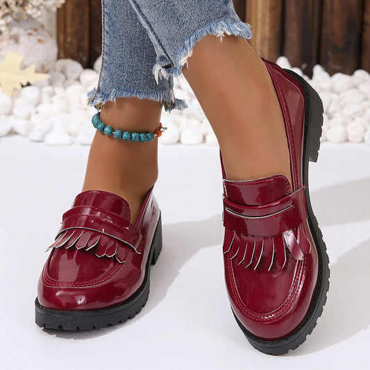 Women’s Fashion Vintage Patent Leather Shiny Shoes