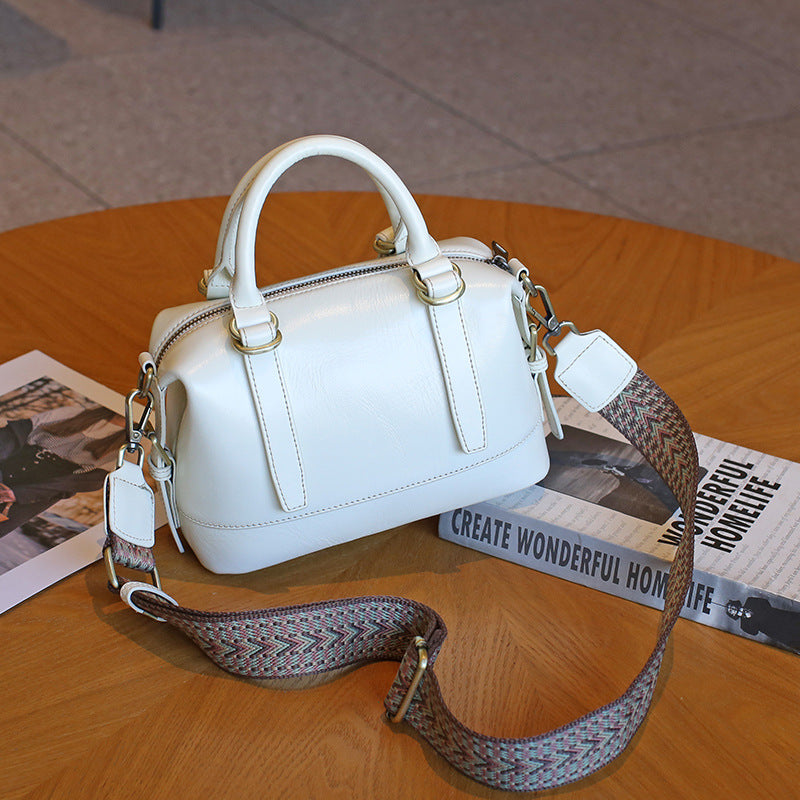 Genuine Leather Boston Shoulder Messenger Bag