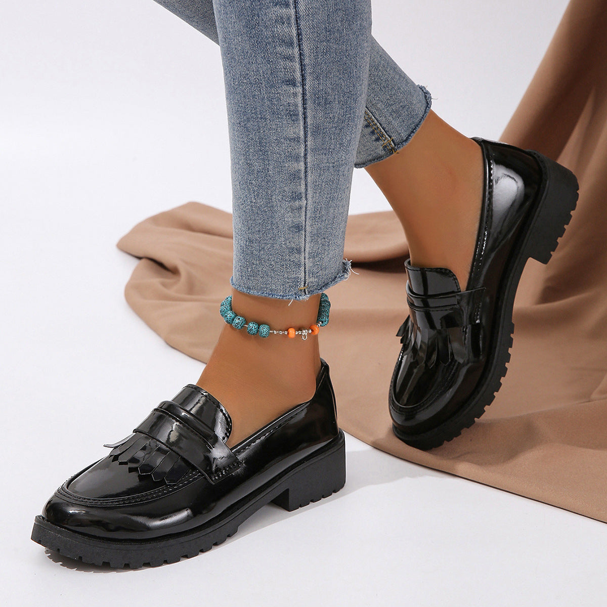 Women’s Fashion Vintage Patent Leather Shiny Shoes