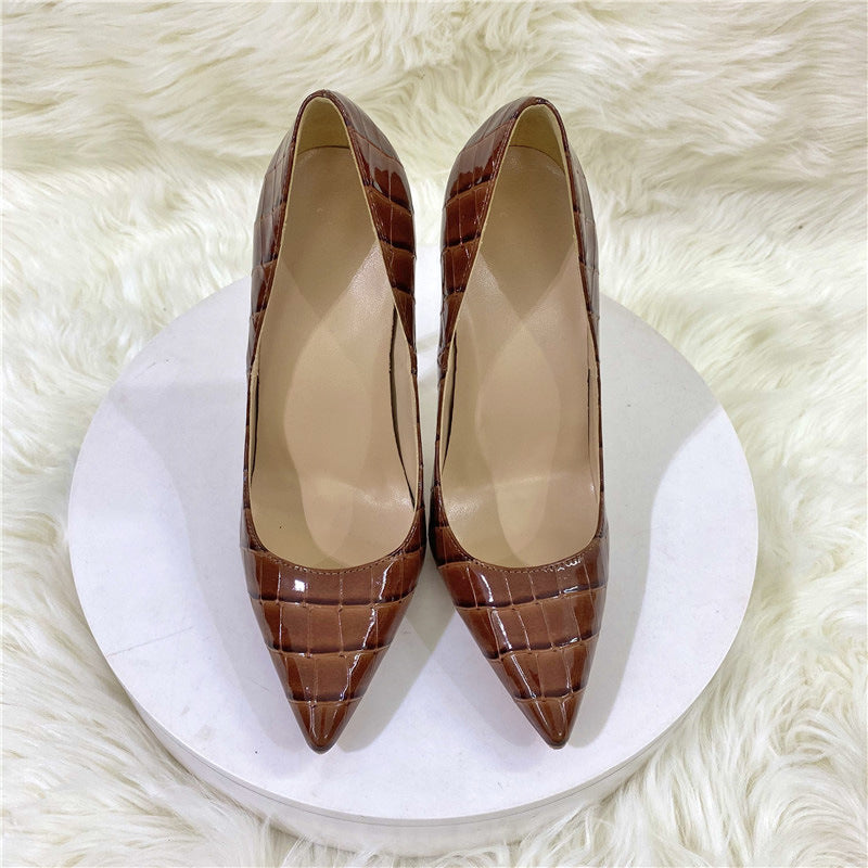 Serpentine Pointed Stiletto Heel Low-cut Women High Heels