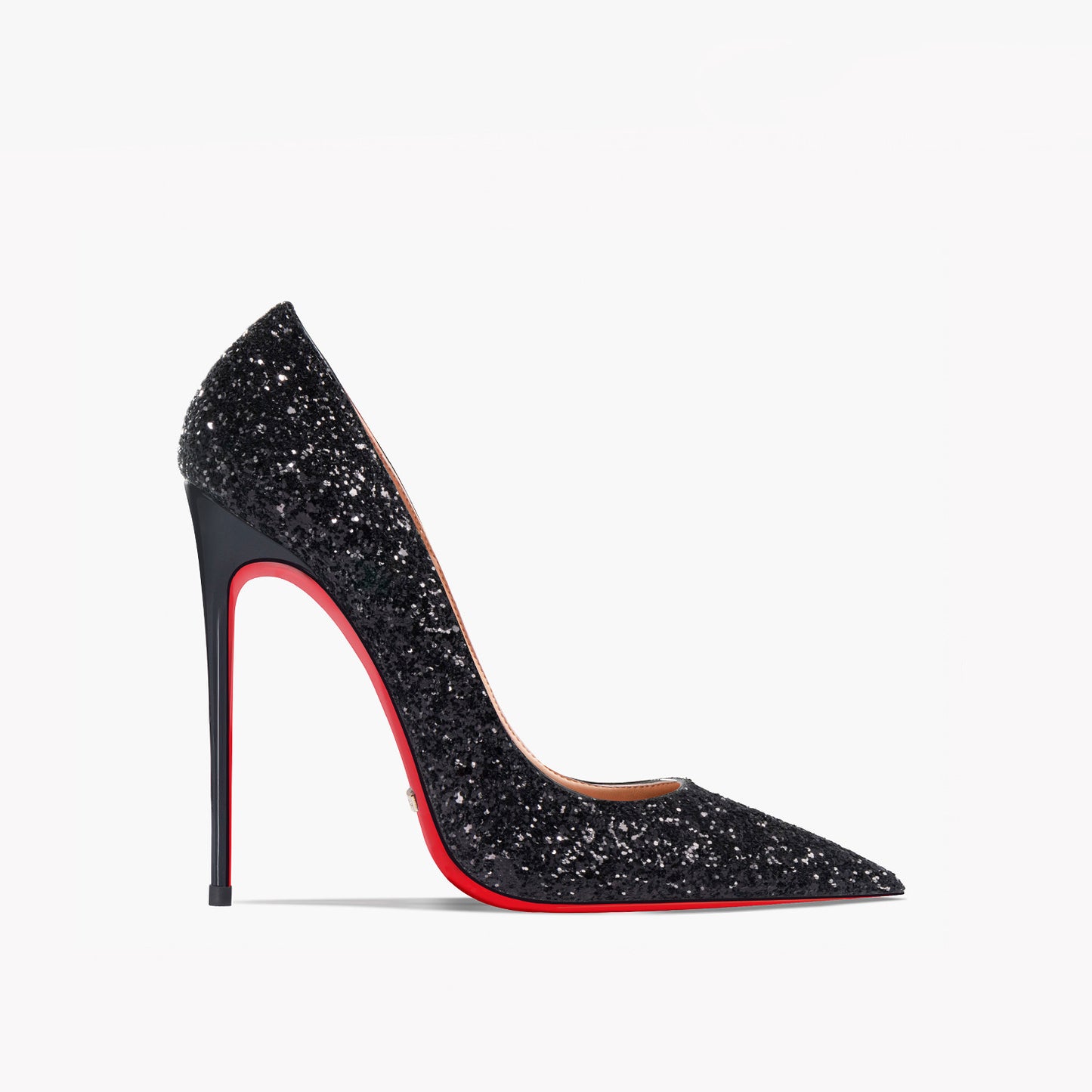 Super Pointed High Heels Women's Black Silver Sequins