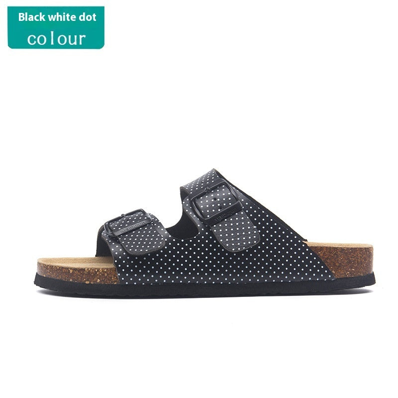 Buckle Flat Cork Slippers Summer Beach Buckle Sandals