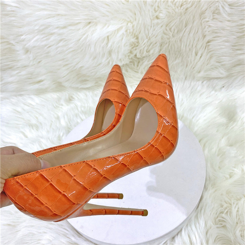 Serpentine Pointed Stiletto Heel Low-cut Women High Heels