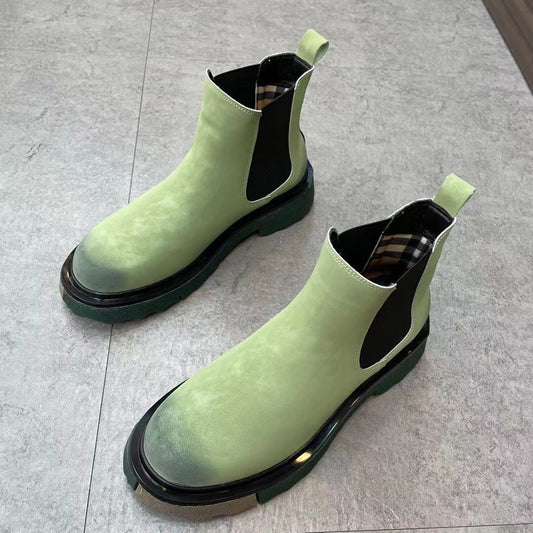 Men's Thick-soled Thick-heeled Round Scalp Martin Boots