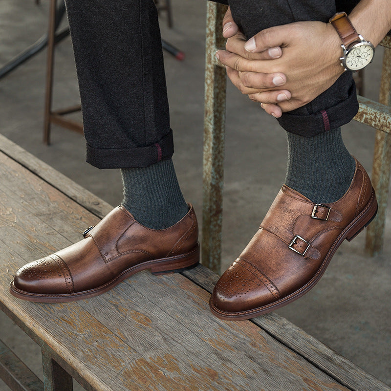 Casual Buckle Leather Shoes