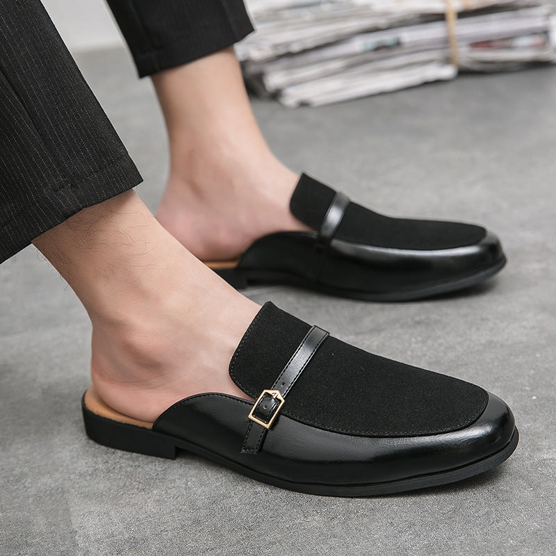 Men's British Half Leather Slippers
