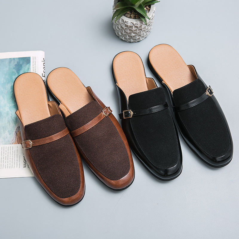 Men's British Half Leather Slippers
